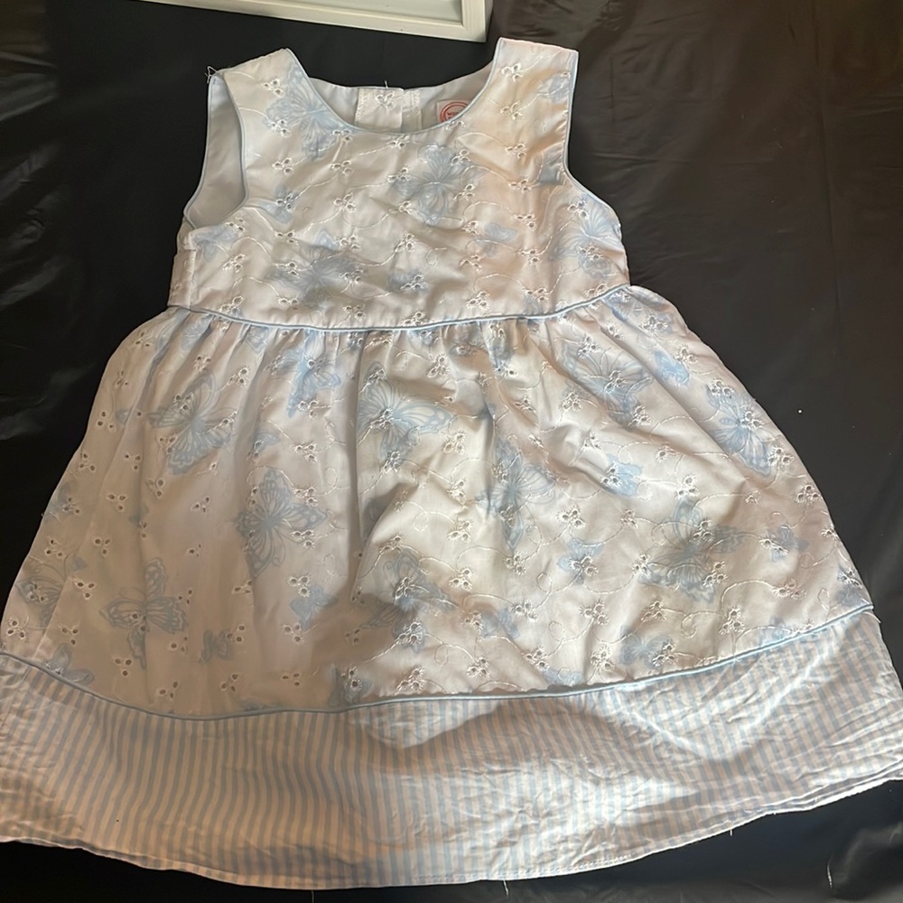 White & blue butterfly dress